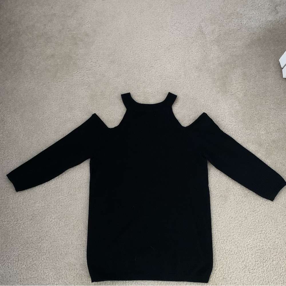 Black cold shoulder, lightweight sweater